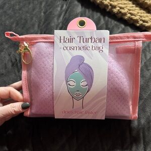 Hair Turban and Cosmetic Bag - Purple Hair Towel NWT